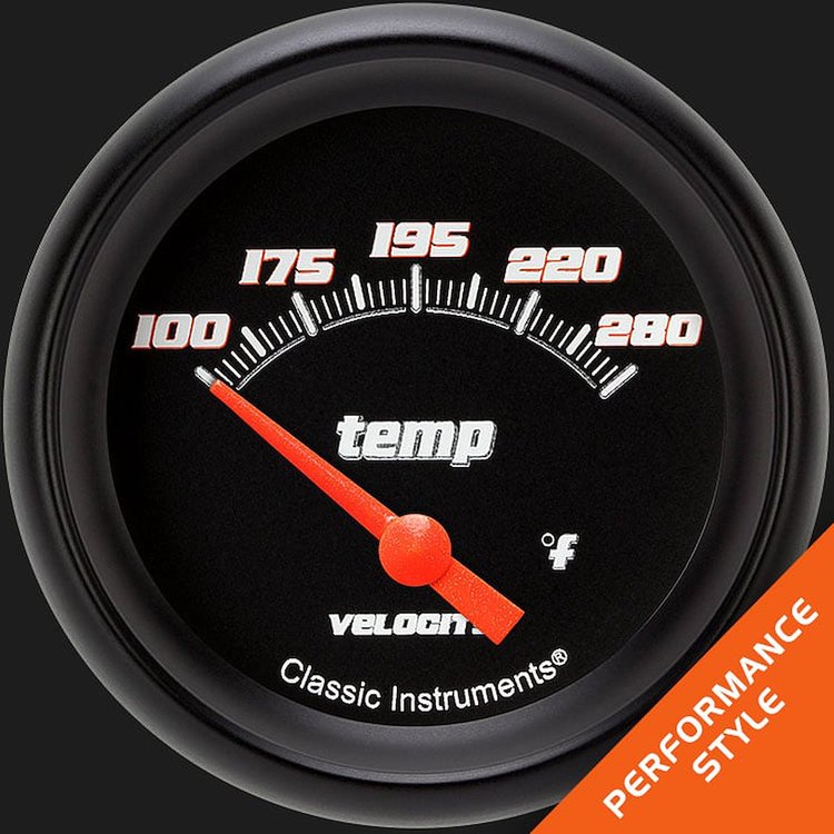 Velocity Black w/ Black Bezel 2 ? Water Temp. Short Sweep Includes Temp Sender