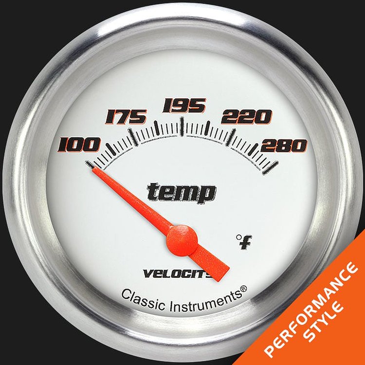 VS226WAPF-08 Velocity White 2 5/8in. Short Sweep Water Temperature Gauge