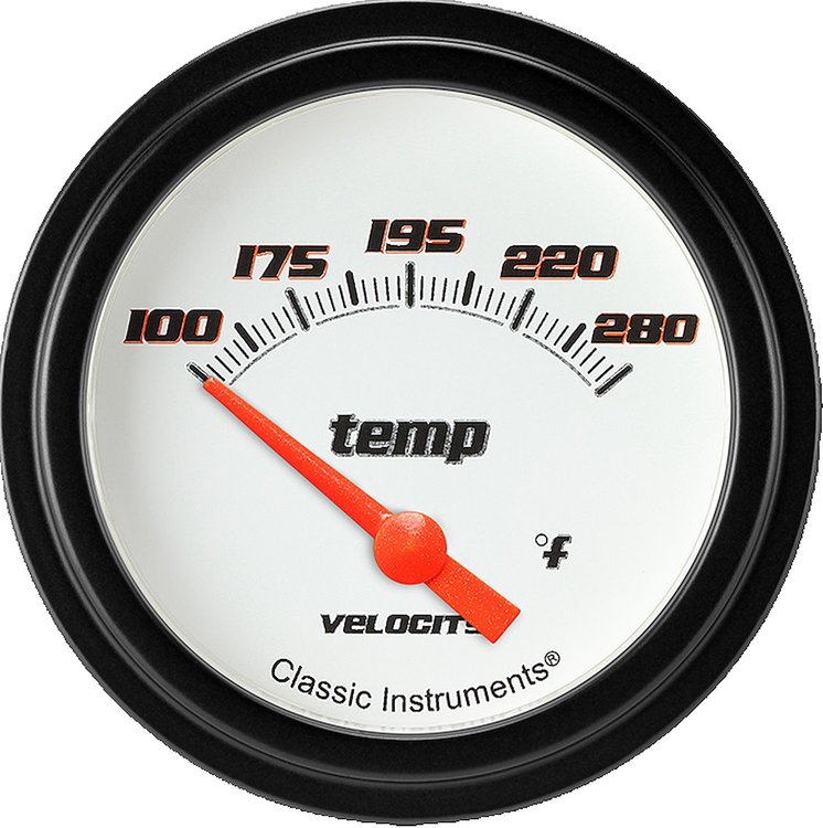 Velocity White w/ Black Bezel 2 ? Water Temp. Short Sweep Includes ? Temp Sender