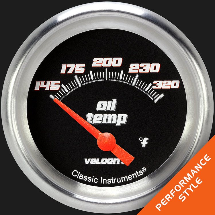 VS228BAPF Velocity Black 2 5/8in. Oil Temperature Gauge