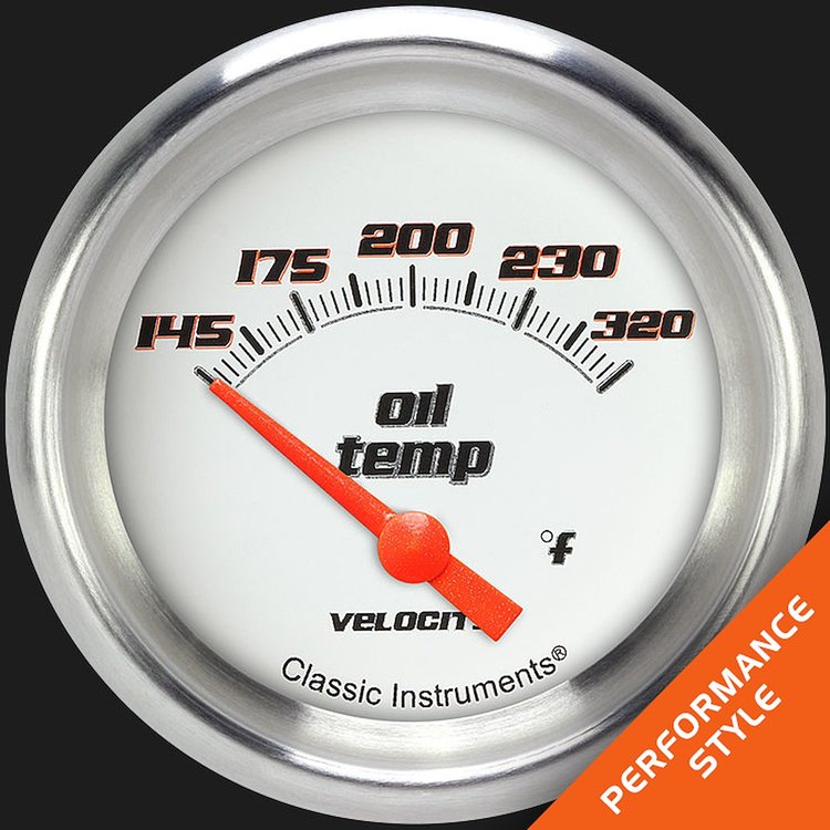 VS228WAPF Velocity White 2 5/8in. Oil Temperature Gauge