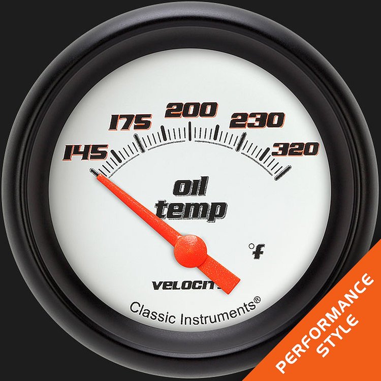 VS228WBPF Velocity White 2 5/8in. Oil Temperature Gauge