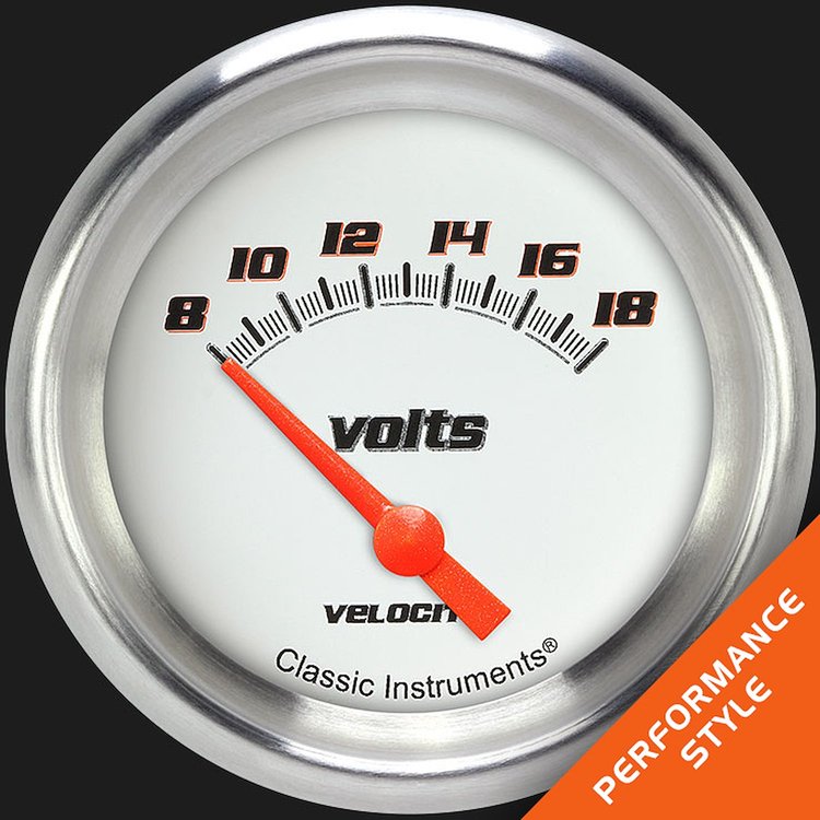 VS230WAPF Velocity White 2 5/8in. Volt Gauge