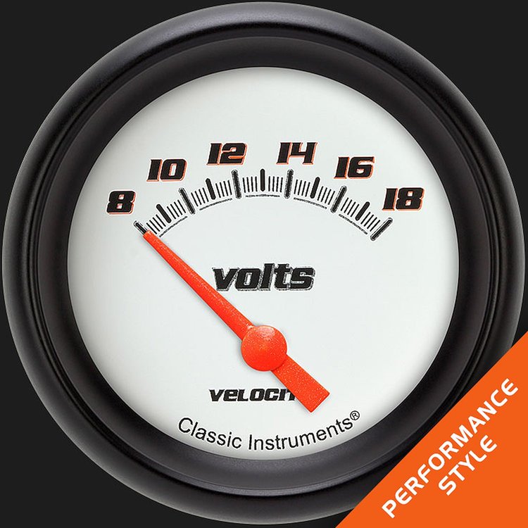 VS230WBPF Velocity White 2 5/8in. Volt Gauge