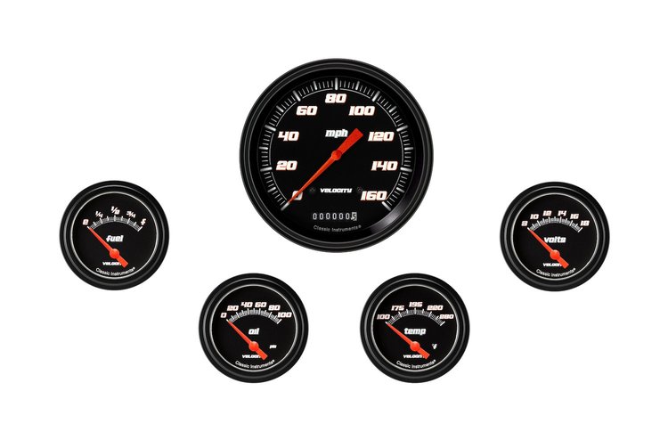 VS254BBLF Velocity Black Five Gauge Set 254