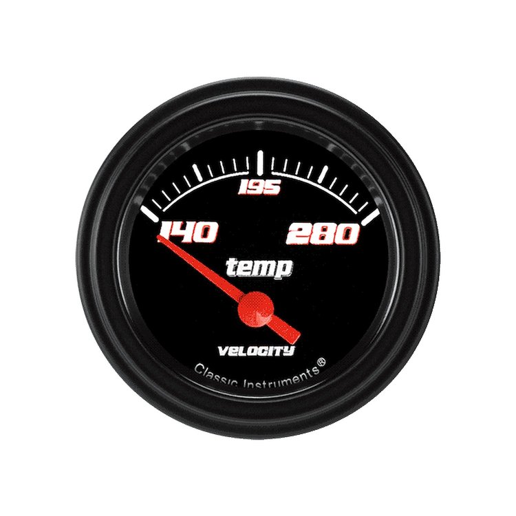 Velocity Black Series Water Temperature Gauge 2-1/8" Electrical