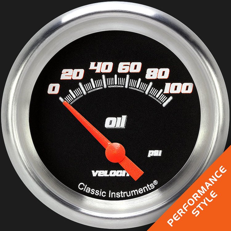 VS281BAPF Velocity Black 2 5/8in. Oil Pressure Gauge
