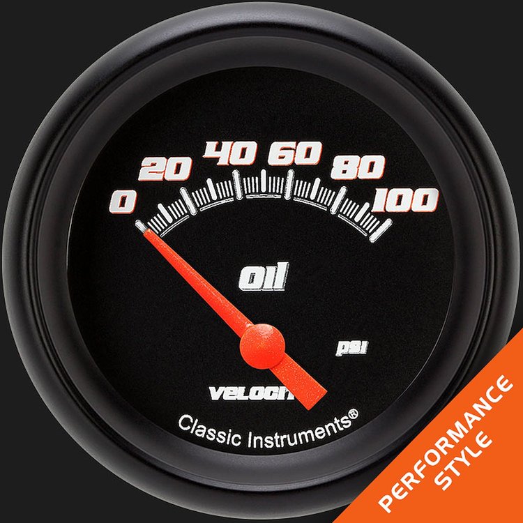 VS281BBPF Velocity Black 2 5/8in. Oil Pressure Gauge