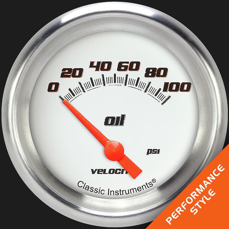 VS281WAPF Velocity White 2 5/8in. Oil Pressure Gauge