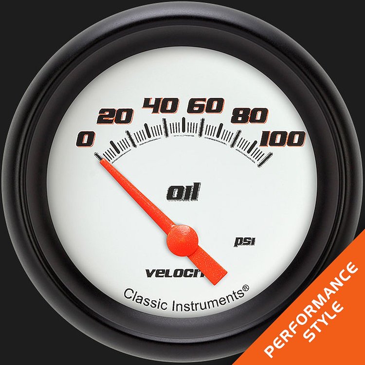 VS281WBPF Velocity White 2 5/8in. Oil Pressure Gauge