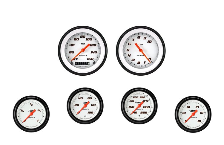 VS301WBLF Velocity White Six Gauge Set 301