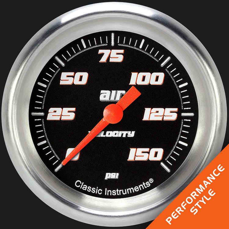 VS318BAPF Velocity Black 2 5/8in. Air Pressure Gauge