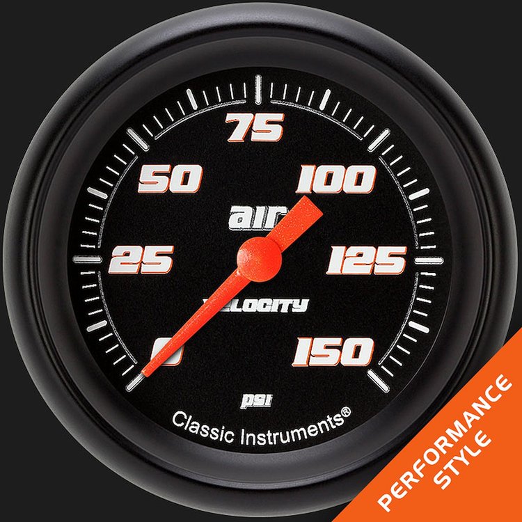VS318BBPF Velocity Black 2 5/8in. Air Pressure Gauge