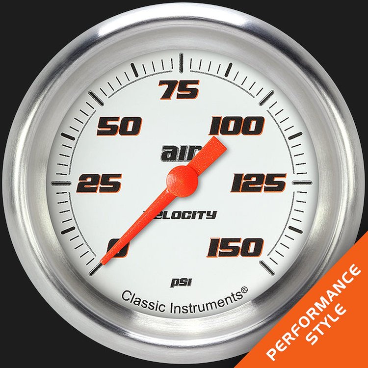 VS318WAPF Velocity White 2 5/8in. Air Pressure Gauge