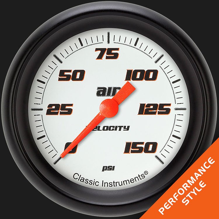 VS318WBPF Velocity White 2 5/8in. Air Pressure Gauge