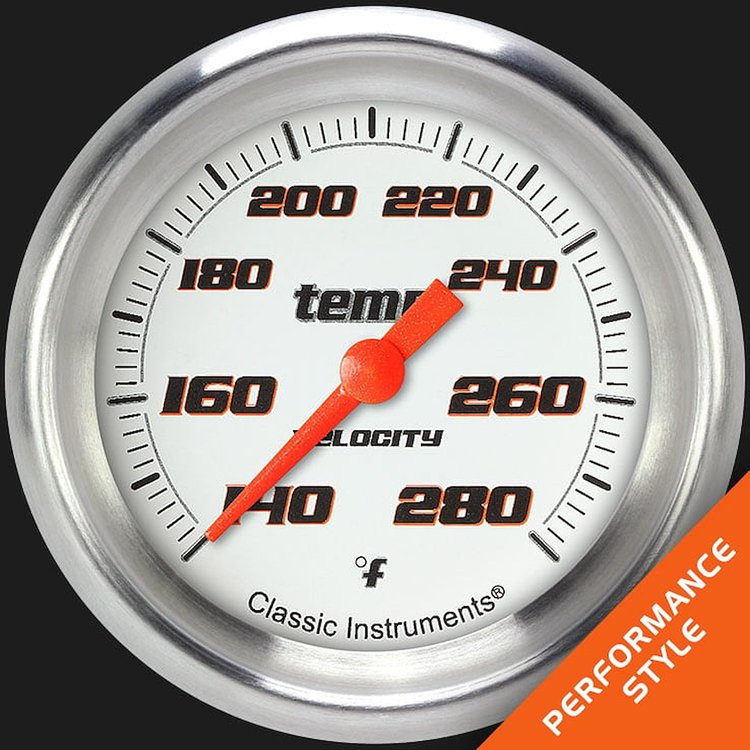 VS326WAPF-02 Velocity White 2 5/8in. Full Sweep Water Temperature Gauge