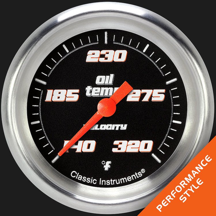 VS328BAPF Velocity Black 2 5/8in. Oil Temperature Gauge
