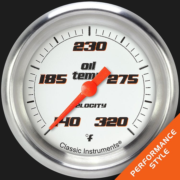 VS328WAPF Velocity White 2 5/8in. Oil Temperature Gauge