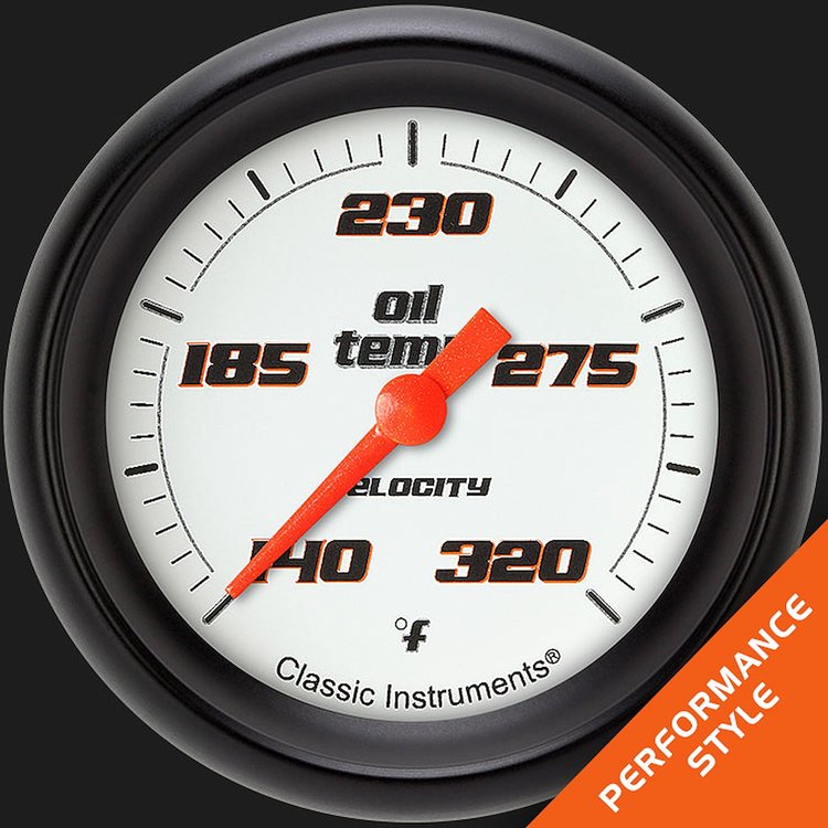 VS328WBPF Velocity White 2 5/8in. Oil Temperature Gauge
