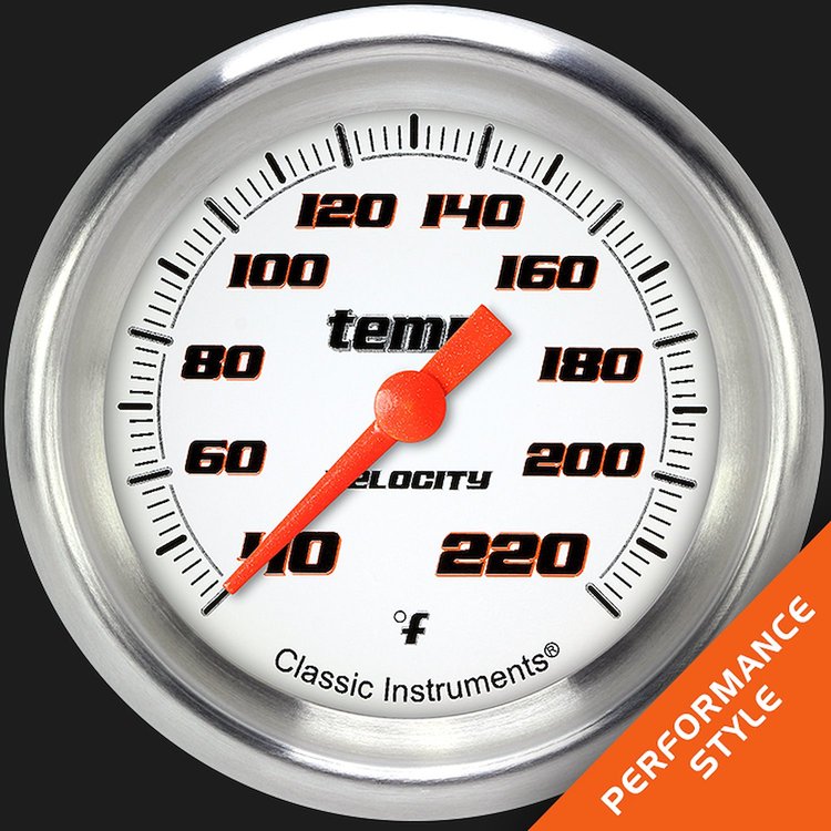 VS329WAPF Velocity White 2 5/8in. Stock Elimin.ator Temp. Gauge