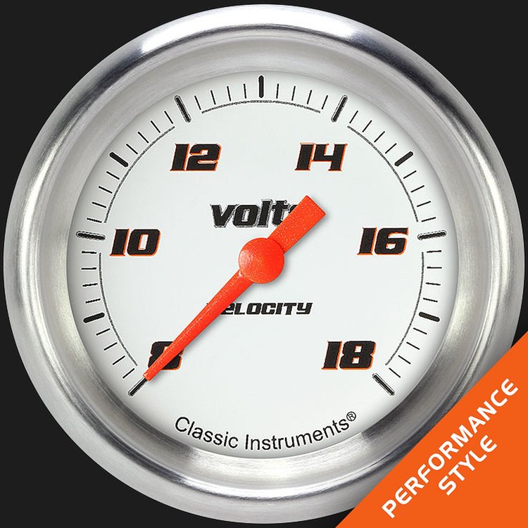 VS330WAPF Velocity White 2 5/8in. Voltage Gauge