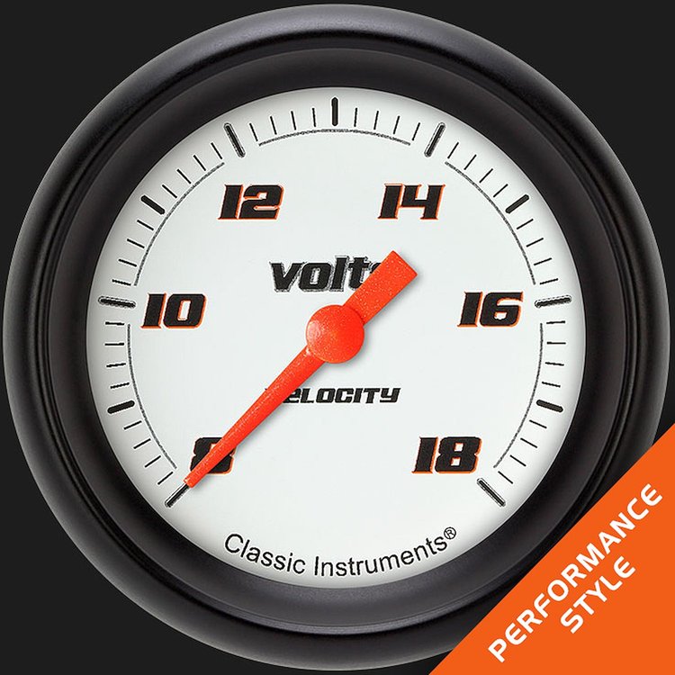 VS330WBPF Velocity White 2 5/8in. Voltage Gauge