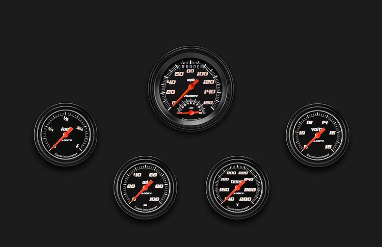 VS335BBLF Velocity Black Five Gauge Set 335