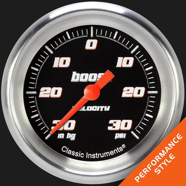 VS341BAPF Velocity Black 2 5/8in. Boost/Vac Gauge