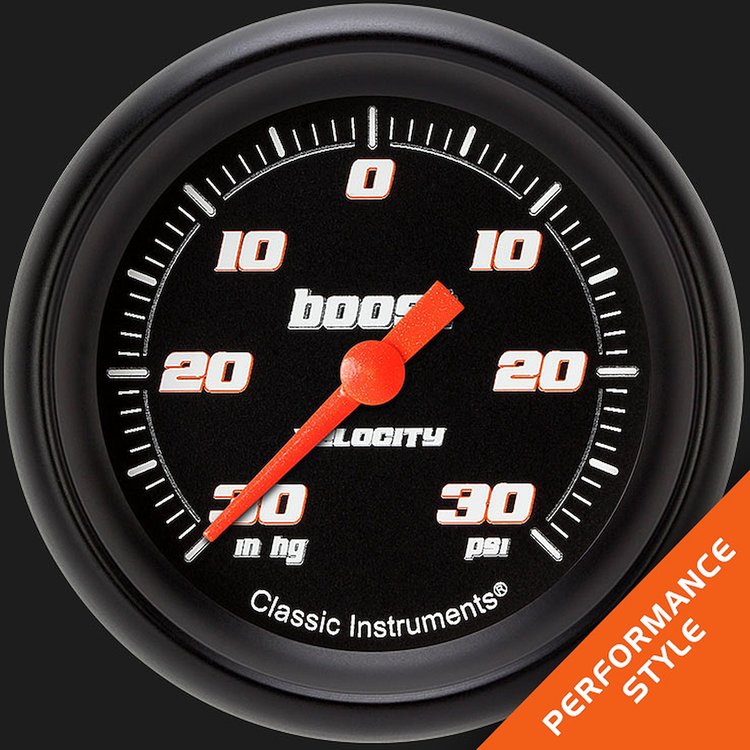 VS341BBPF Velocity Black 2 5/8in. Boost/Vac Gauge