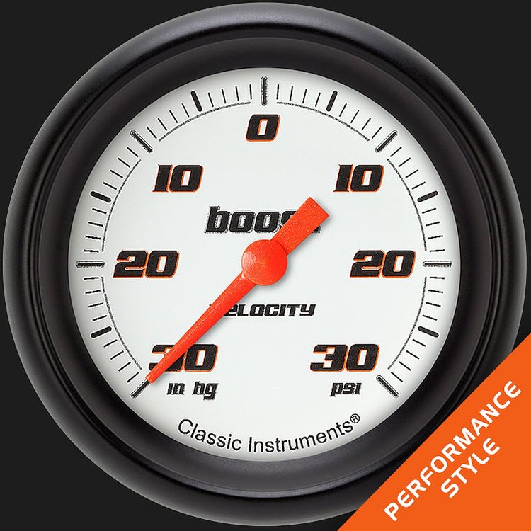 VS341WBPF Velocity White 2 5/8in. Boost/Vac Gauge