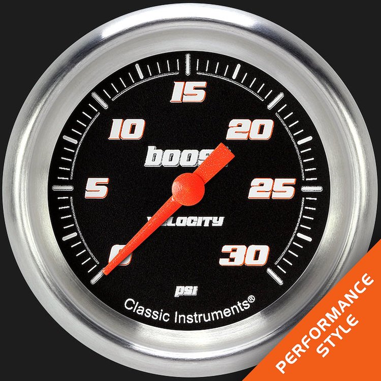 VS342BAPF Velocity Black 2 5/8in. Boost Gauge, 30 Psi