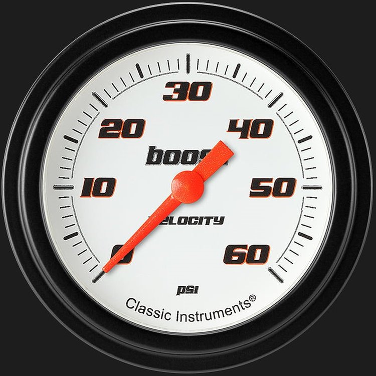 Velocity White w/ Black Bezel 2 ? Boost 60psi Electric Full Sweep