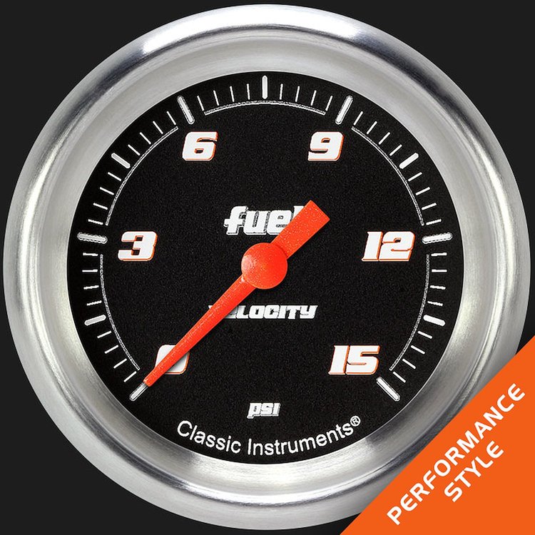 VS345BAPF Velocity Black 2 5/8in. Fuel Pressure Gauge, 15 Psi