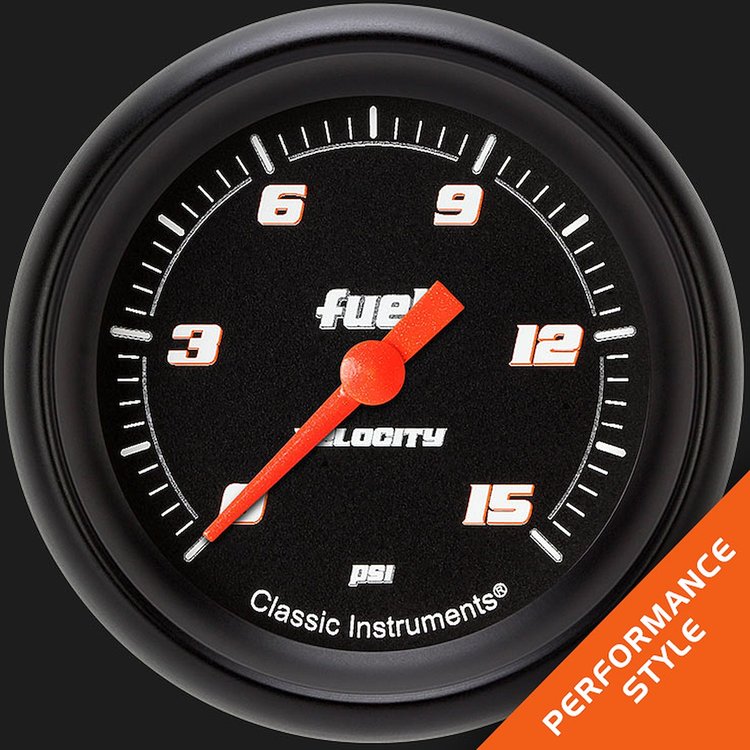 VS345BBPF Velocity Black 2 5/8in. Fuel Pressure Gauge, 15 Psi