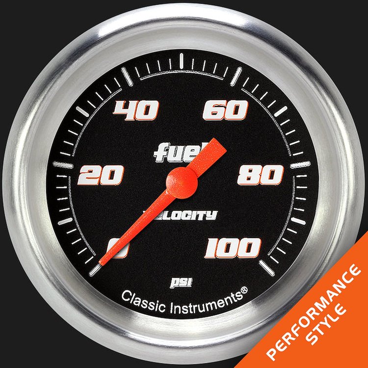 VS346BAPF Velocity Black 2 5/8in. Fuel Pressure Gauge, 100 Psi