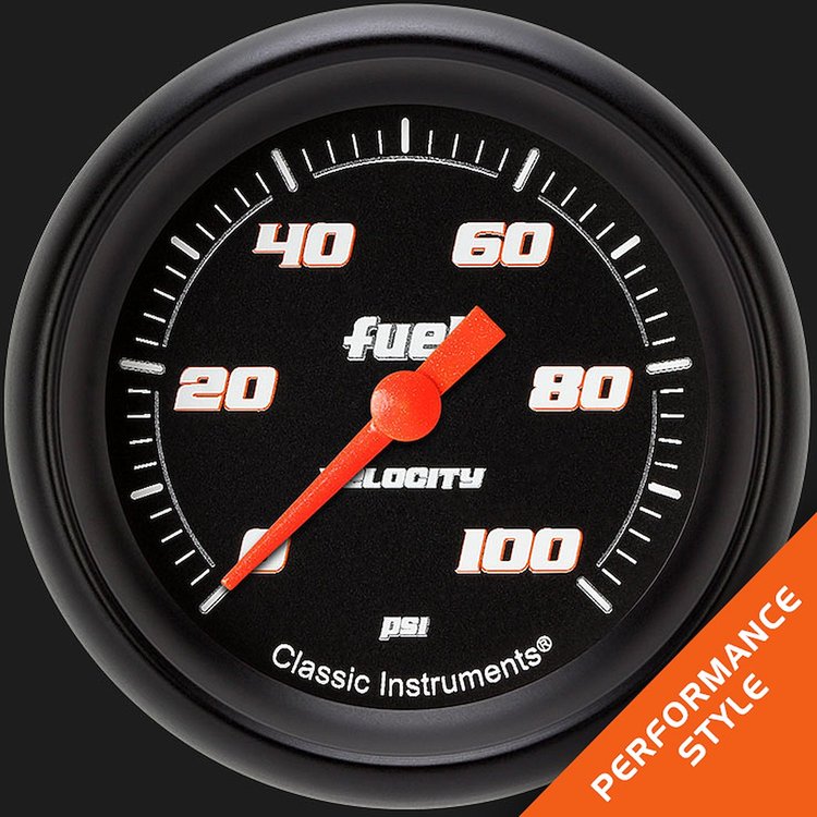 VS346BBPF Velocity Black 2 5/8in. Fuel Pressure Gauge, 100 Psi