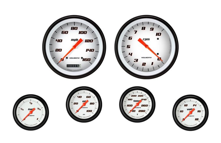 VS351WBLF Velocity White Six Gauge Set 351