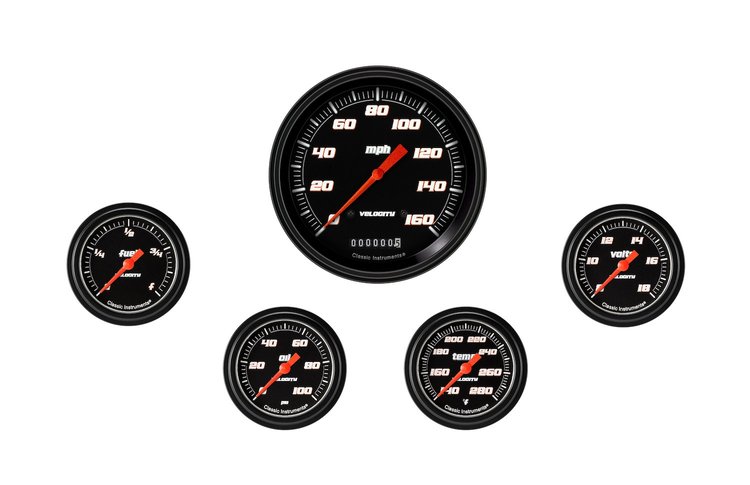 VS354BBLF Velocity Black Five Gauge Set 354