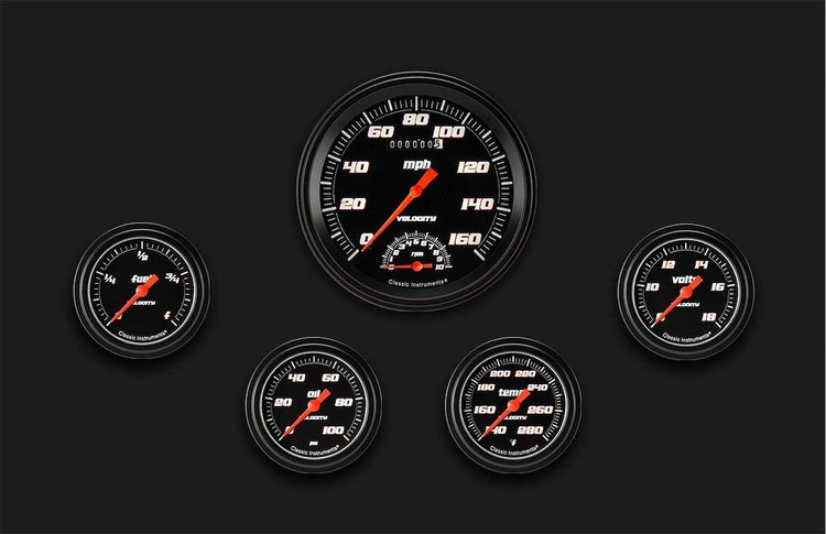 VS365BBLF Velocity Black Five Gauge Set 365