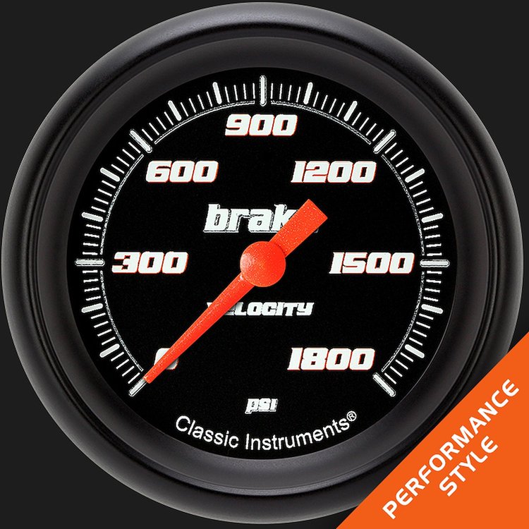 VS367BBPF Velocity Black 2 5/8in. Brake Pressure Gauge