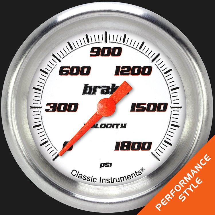 VS367WAPF Velocity White 2 5/8in. Brake Pressure Gauge