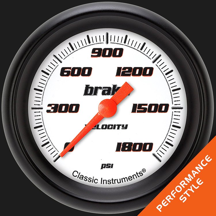 VS367WBPF Velocity White 2 5/8in. Brake Pressure Gauge