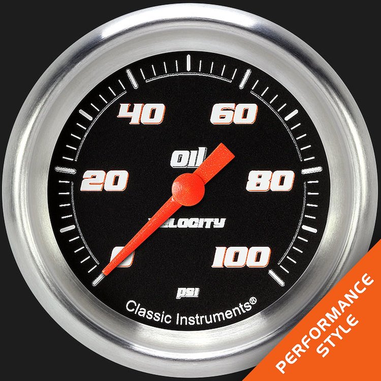 VS381BAPF Velocity Black 2 5/8in. Oil Pressure Gauge