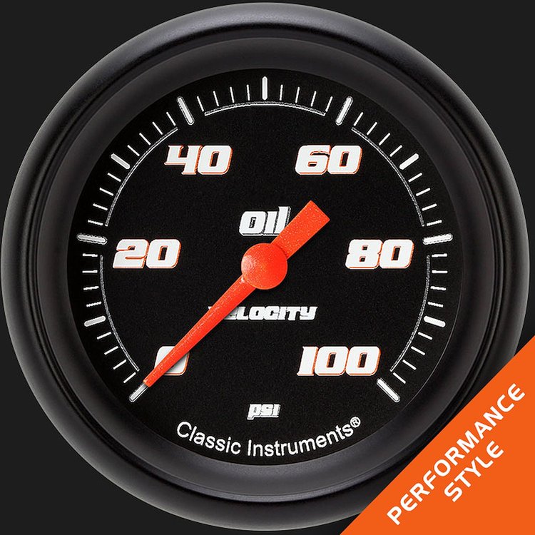 VS381BBPF Velocity Black 2 5/8in. Oil Pressure Gauge