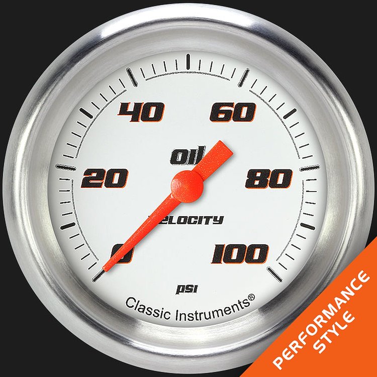 VS381WAPF Velocity White 2 5/8in. Oil Pressure Gauge