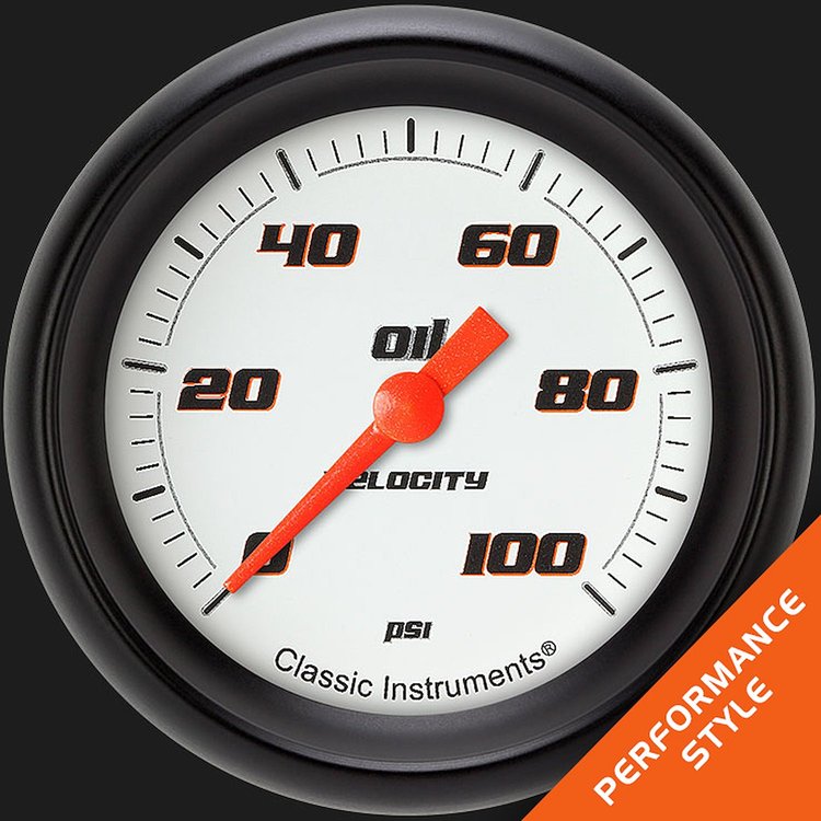 VS381WBPF Velocity White 2 5/8in. Oil Pressure Gauge