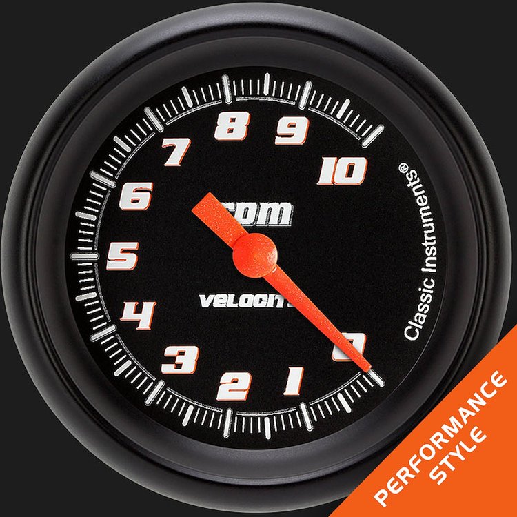 VS383BBPF Velocity Black 2 5/8in. Tachometer
