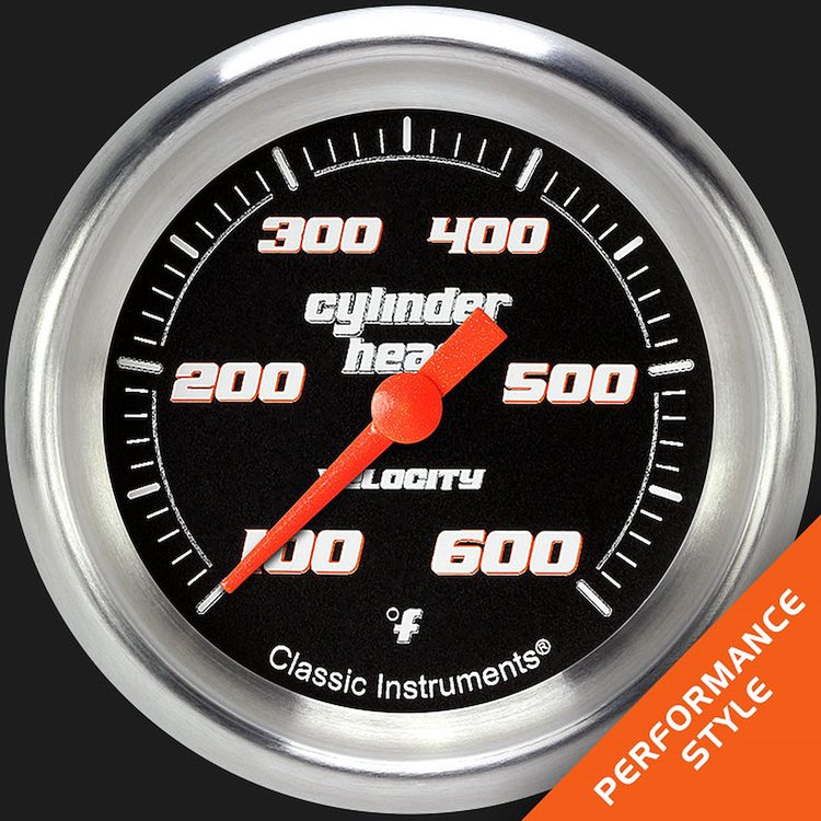 VS397BAPF Velocity Black 2 5/8in. Cylin.der Head Temp. Gauge