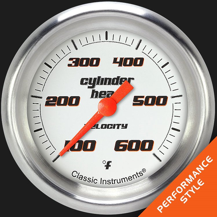 VS397WAPF Velocity White 2 5/8in. Cylin.der Head Temp. Gauge