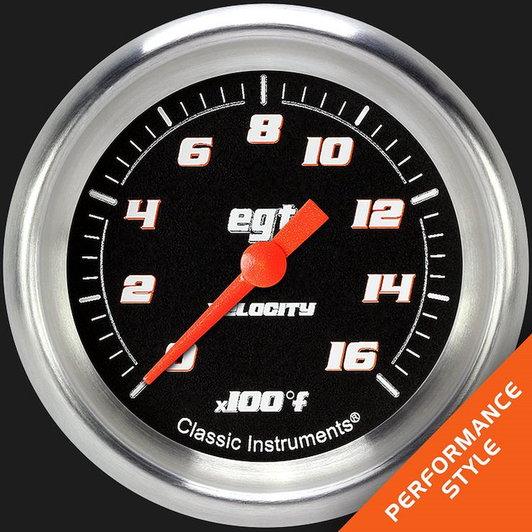 VS398BAPF Velocity Black 2 5/8in. Exhaust Gas Temp. Gauge